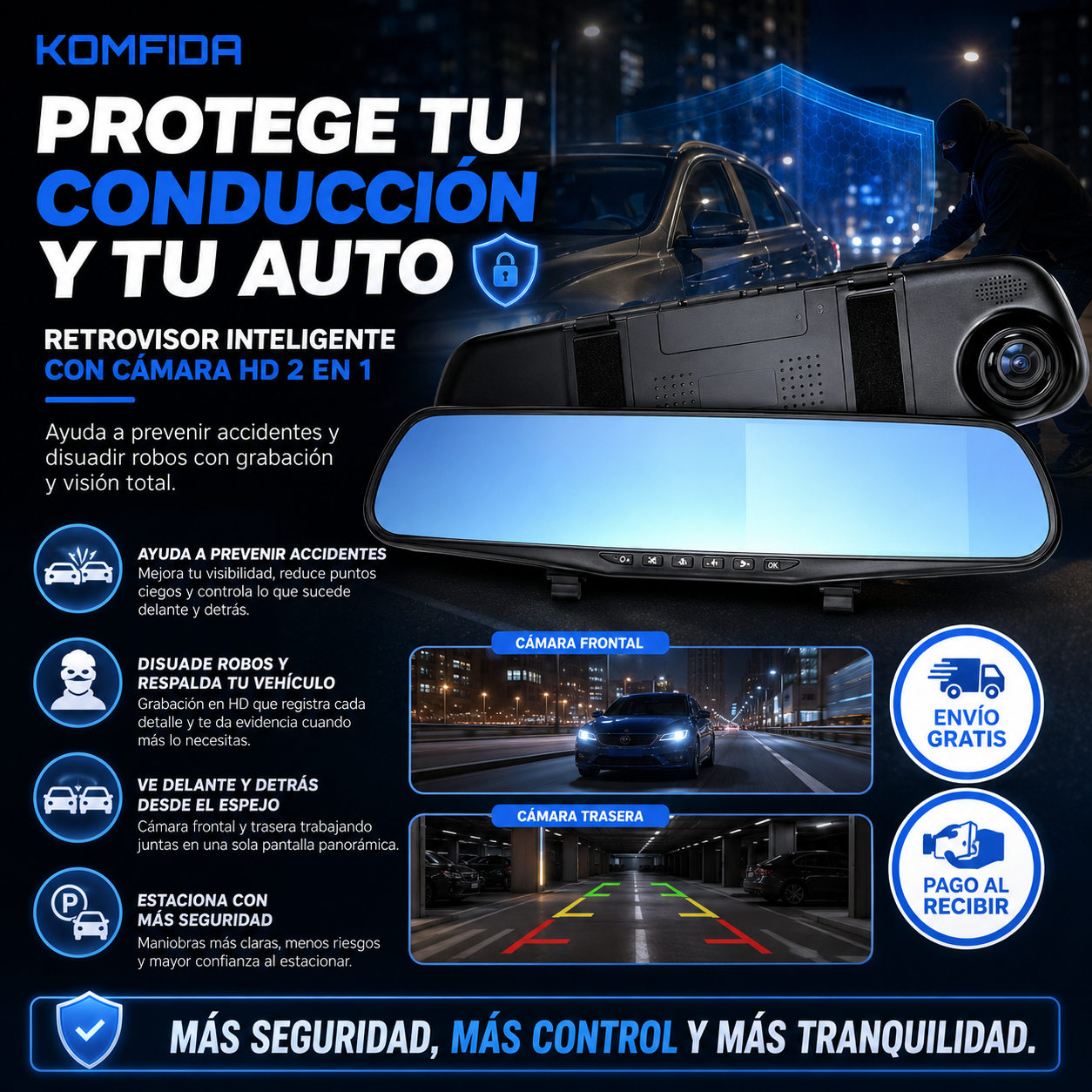 RETROMAX PRO - RETROVISOR CON CÁMARA HD 2 EN 1 + ¡REGALO EXCLUSIVO SOLO HOY! 🔥