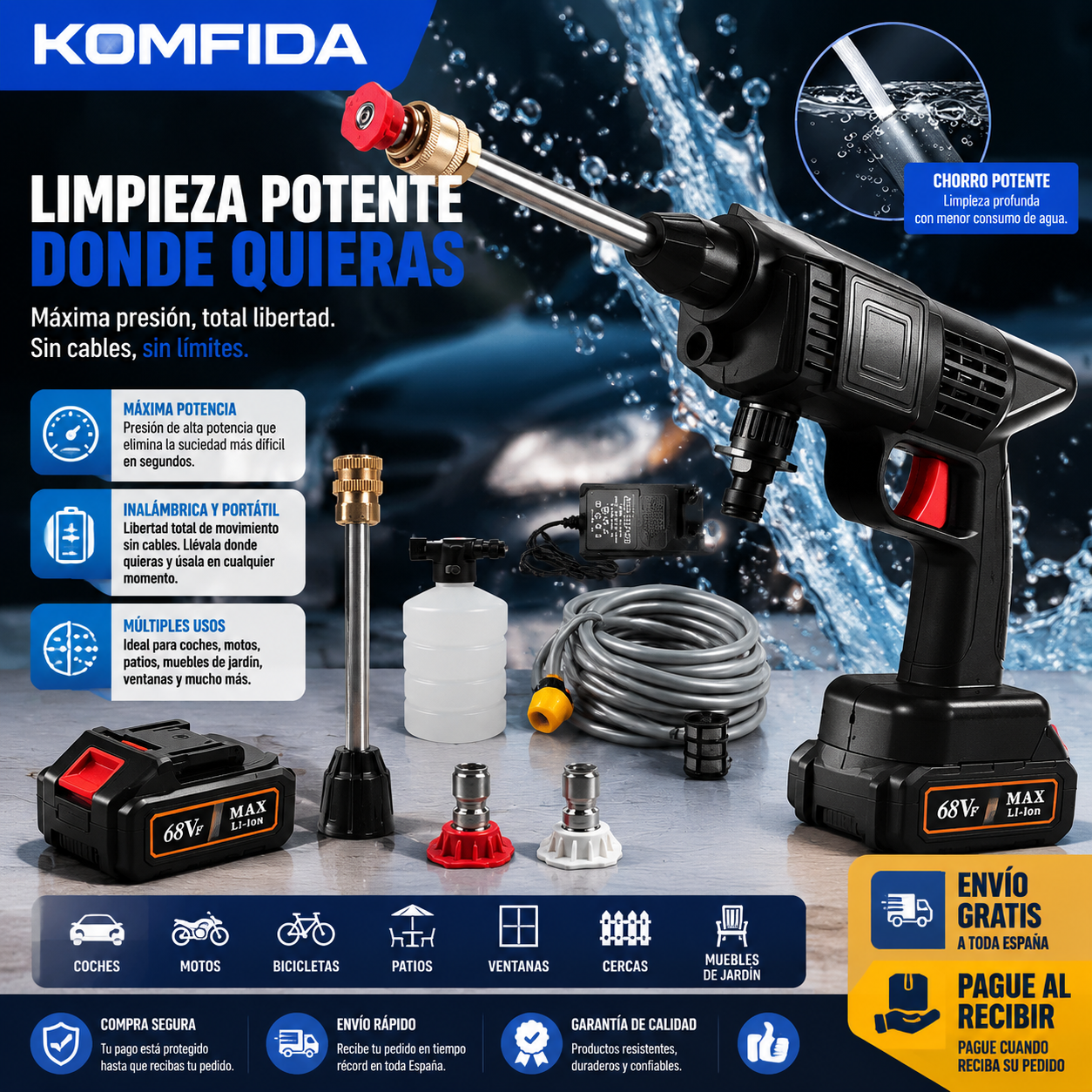 POWERCLEAN MAX - PISTOLA DE ALTA PRESIÓN PROFESIONAL PARA LIMPIEZA 🔥