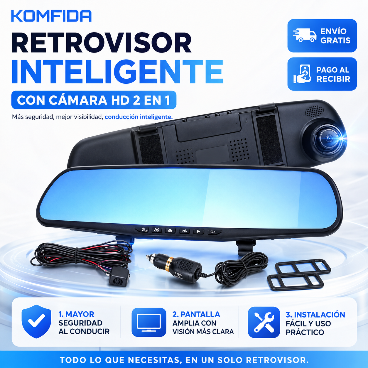 RETROMAX PRO - RETROVISOR CON CÁMARA HD 2 EN 1 + ¡REGALO EXCLUSIVO SOLO HOY! 🔥