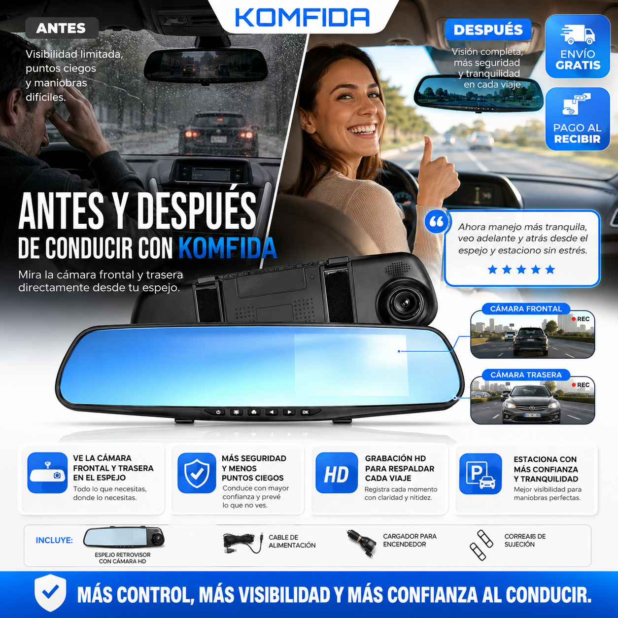 RETROMAX PRO - RETROVISOR CON CÁMARA HD 2 EN 1 + ¡REGALO EXCLUSIVO SOLO HOY! 🔥