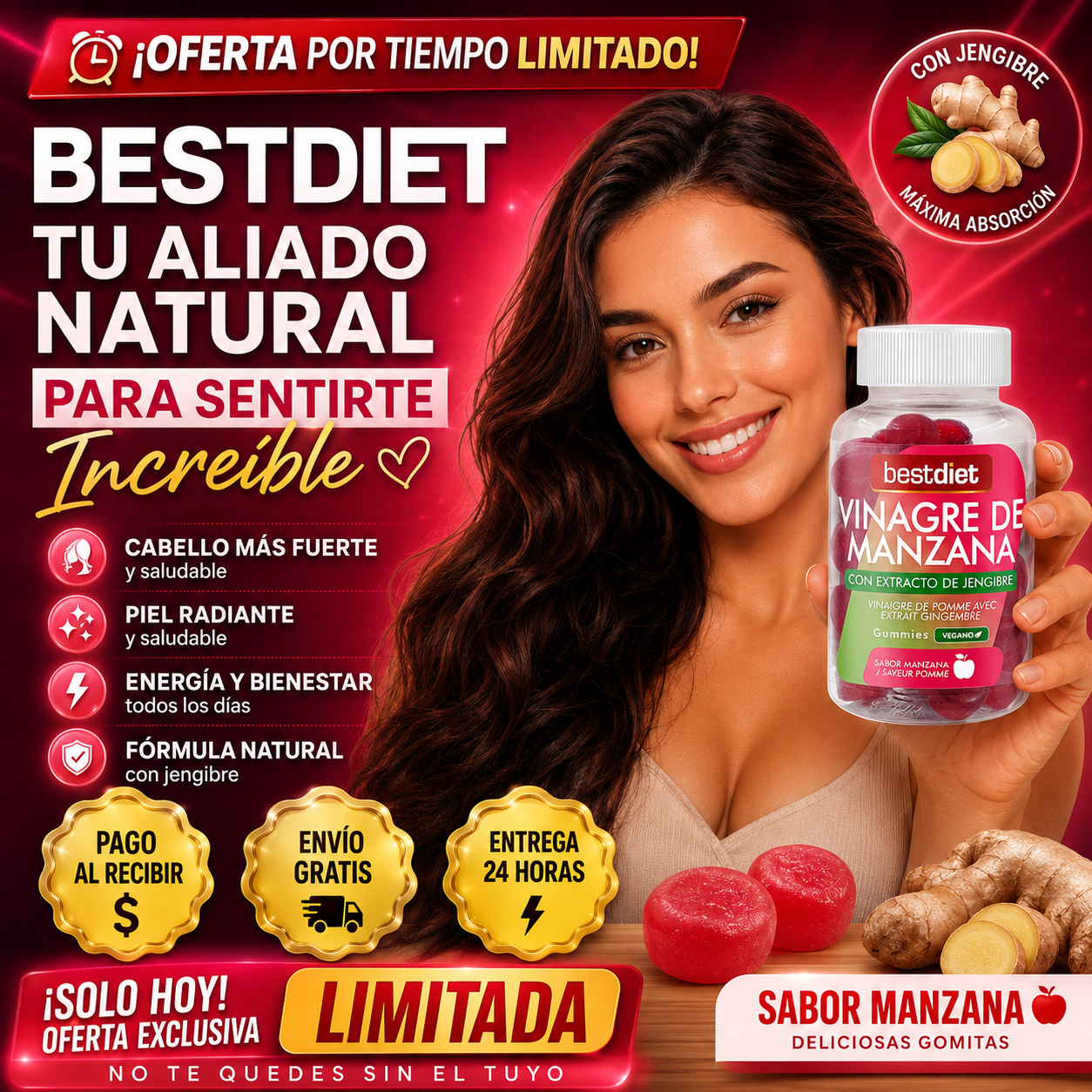 🍎 GOMITAS DE VINAGRE DE MANZANA – DIGESTIÓN LIGERA, MÁS ENERGÍA Y CONTROL DEL APETITO NATURAL 🔥