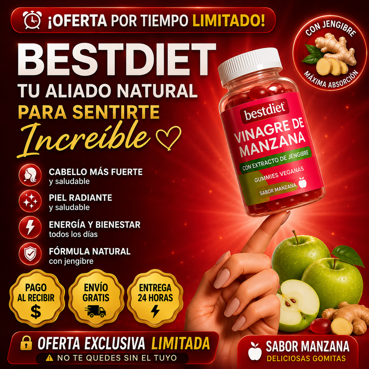 🍎 GOMITAS DE VINAGRE DE MANZANA – DIGESTIÓN LIGERA, MÁS ENERGÍA Y CONTROL DEL APETITO NATURAL 🔥