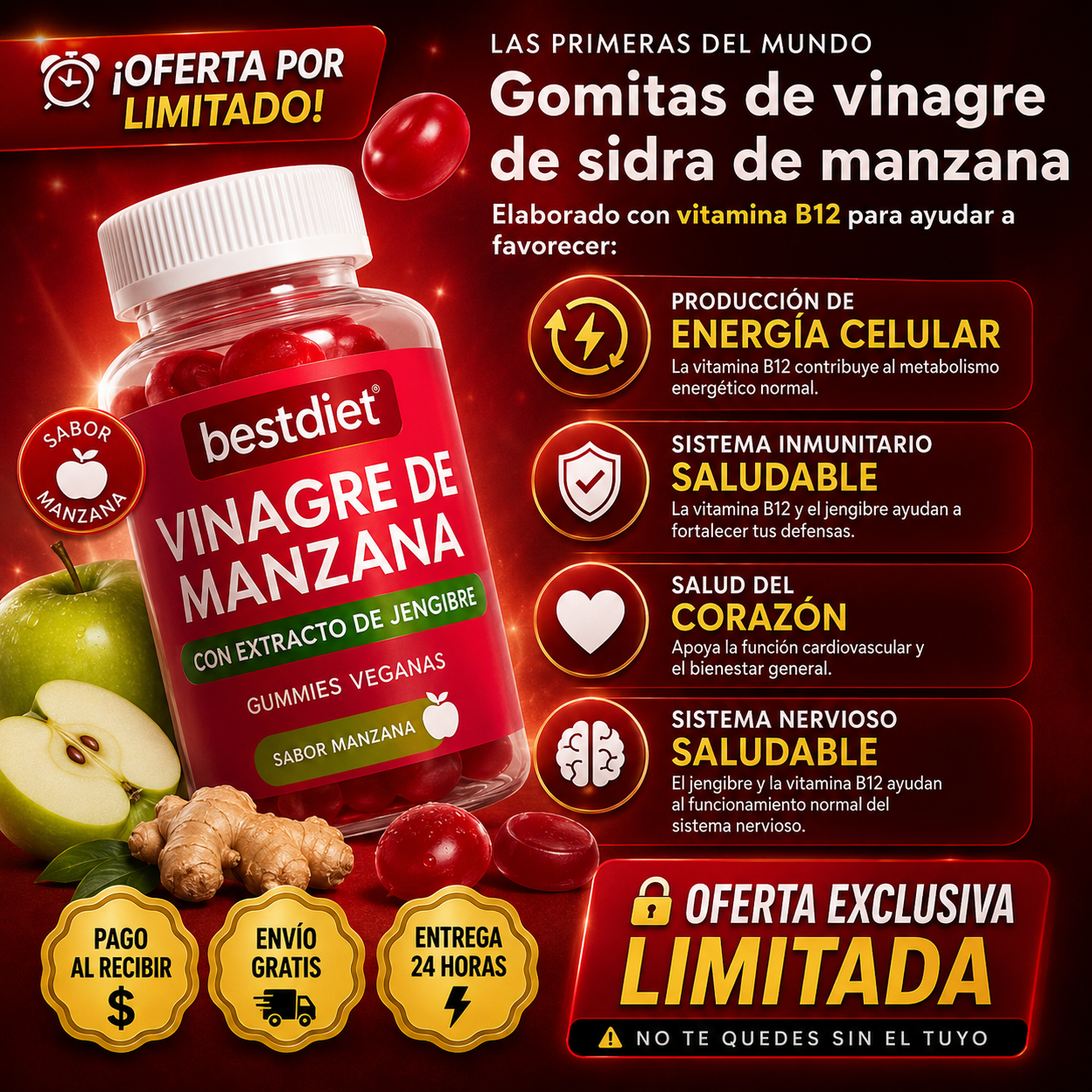 🍎 GOMITAS DE VINAGRE DE MANZANA – DIGESTIÓN LIGERA, MÁS ENERGÍA Y CONTROL DEL APETITO NATURAL 🔥