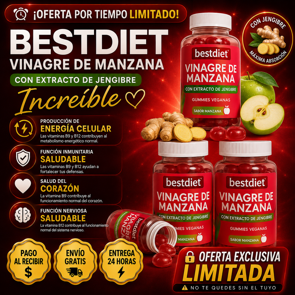 🍎 GOMITAS DE VINAGRE DE MANZANA – DIGESTIÓN LIGERA, MÁS ENERGÍA Y CONTROL DEL APETITO NATURAL 🔥