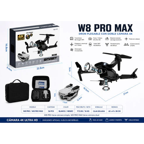 Dron con doble cámara 4K + Maletín Gratis