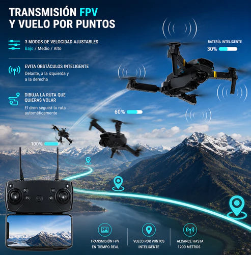 Dron con doble cámara 4K + Maletín Gratis